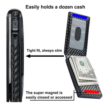 Xajzpa Men-Slim Minimalist Smart  Wallet RFID Blocking Pop Up Wallet Credit Card Holder Bifold Carbon Fiber Wallet
